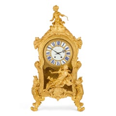 Très grande horloge de cheminée ancienne de style Louis XV par Beurdeley et Raingo Frères