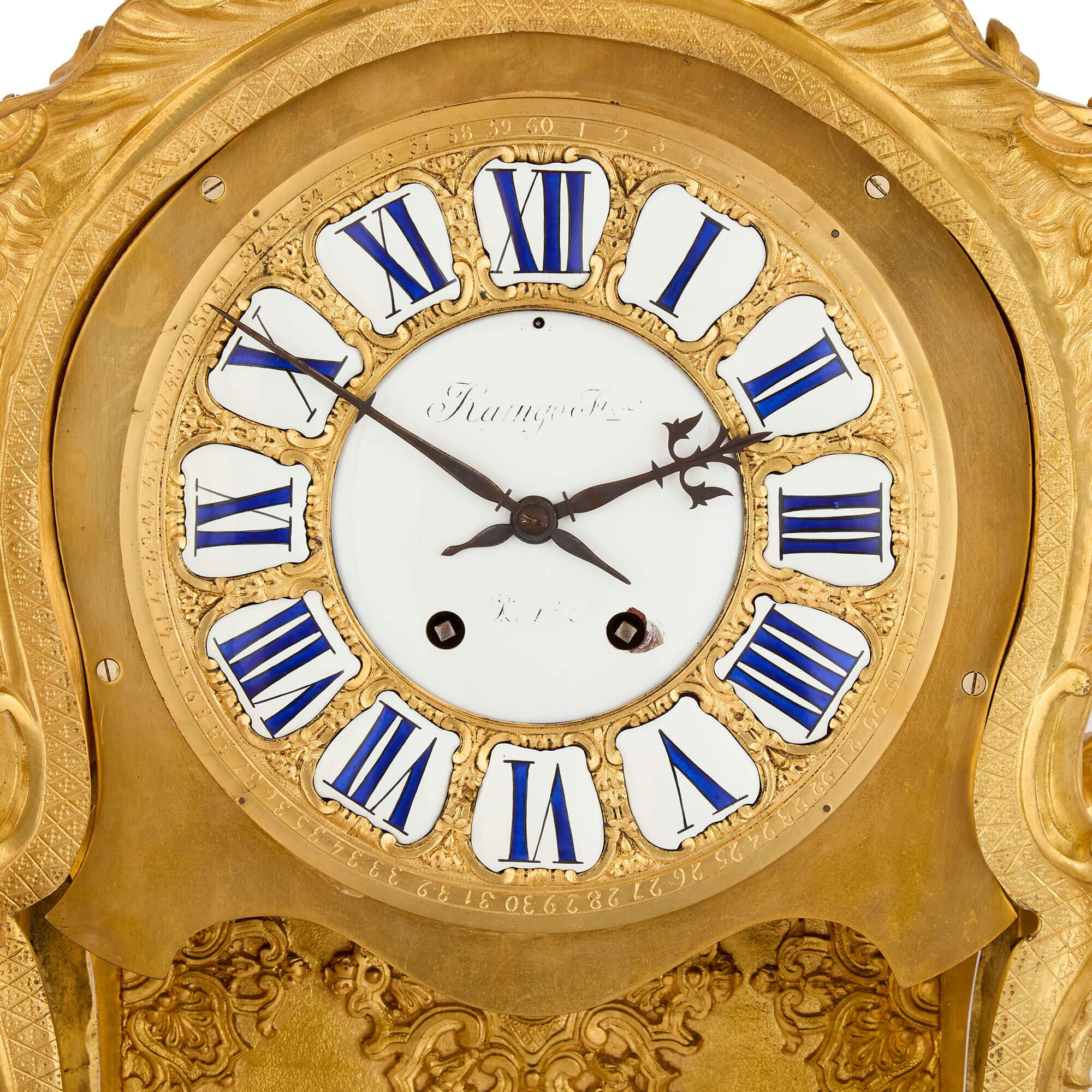 Cast Very Large Antique Louis XV Style Mantel Clock by Beurdeley and Raingo Frères For Sale