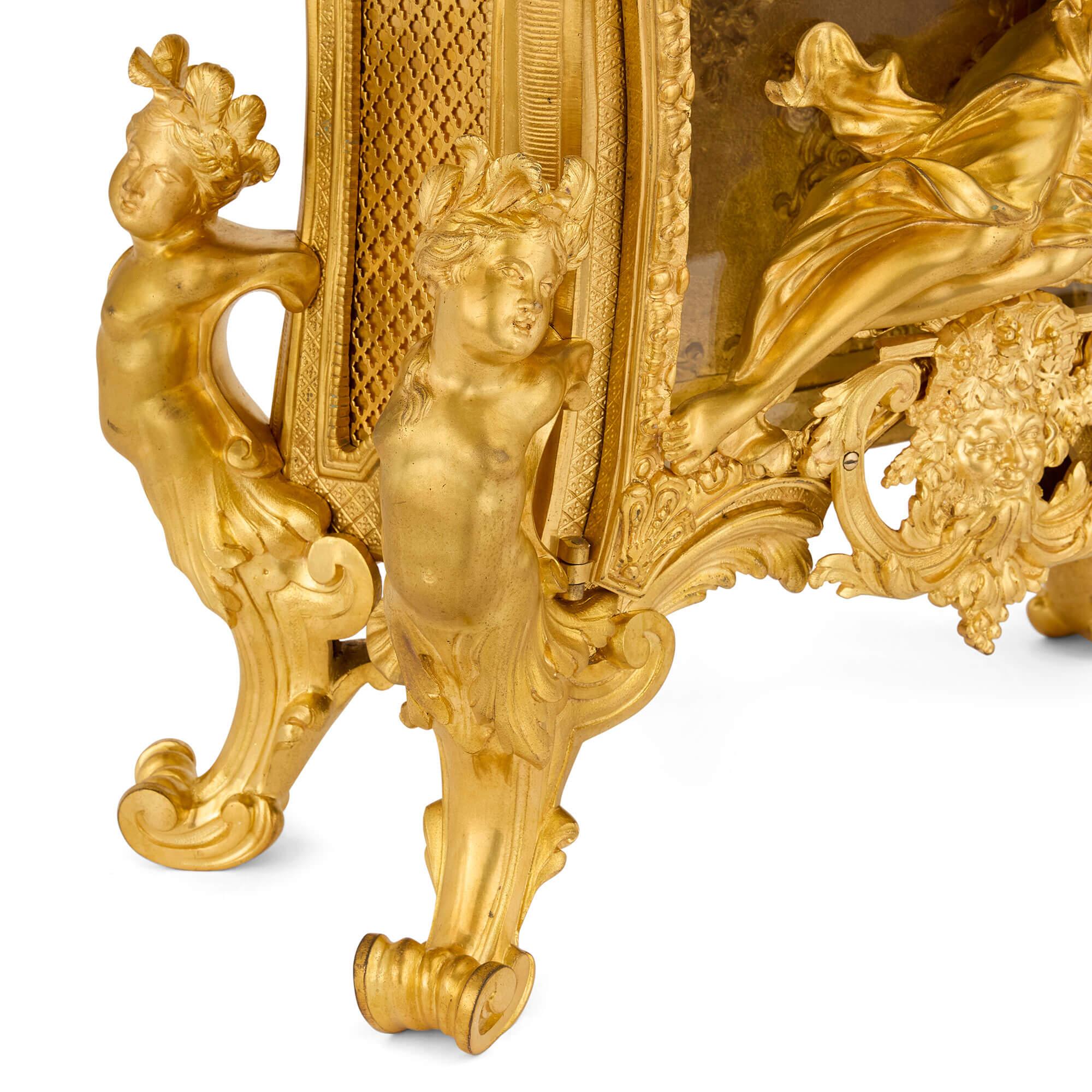 Enamel Very Large Antique Louis XV Style Mantel Clock by Beurdeley and Raingo Frères For Sale
