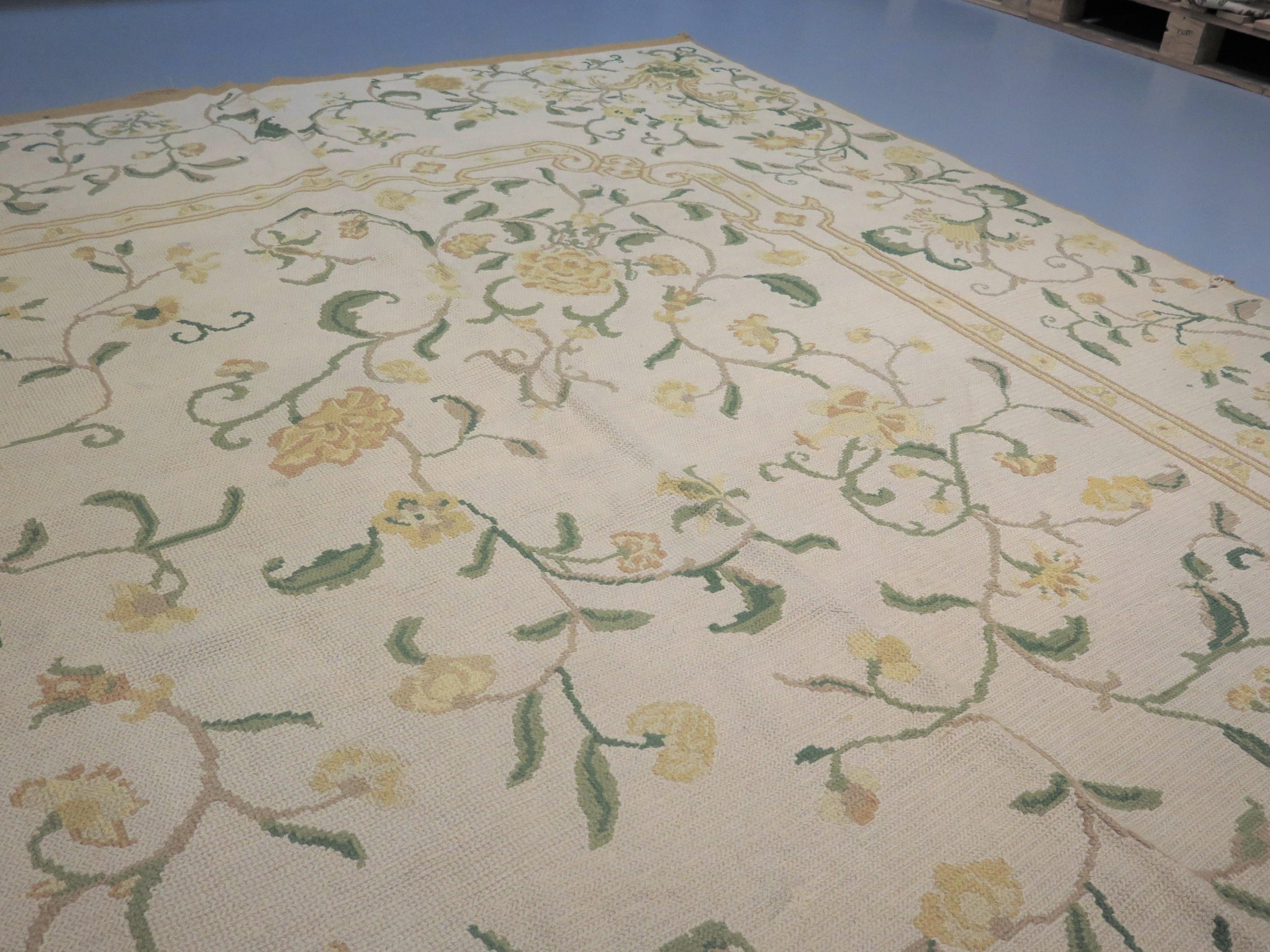 Early 20th Century Very Large Antique Portuguese Needlepoint Carpet For Sale