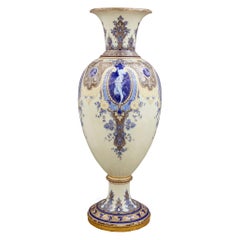 Very Large Antique Sèvres Porcelain French Pâte-Sur-Pâte Vase Stand