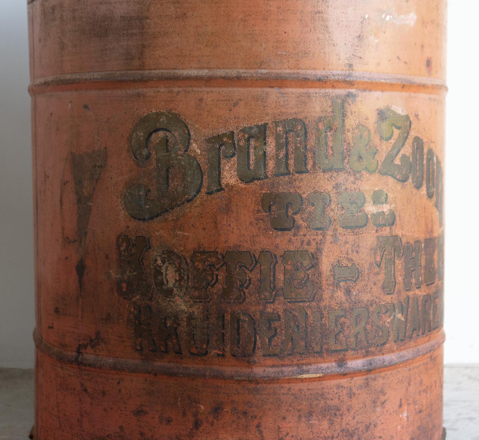 Sehr große antike Tee-/Kaffeekanne aus Geschirr in Originalfarbe, Dutch (Zinn) im Angebot