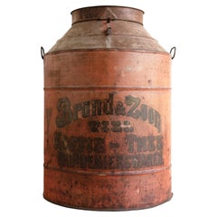 Very Large Antique Toleware Tea/Coffee Canister In Original Paint, Dutch