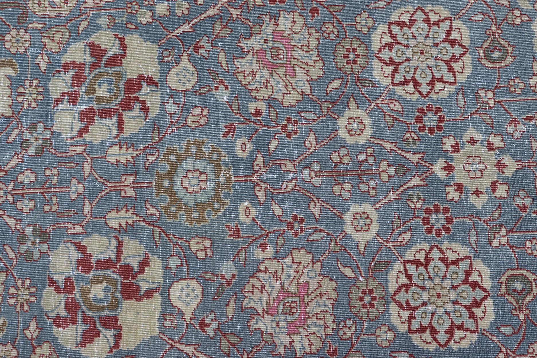 Very Large Antique Turkish Gallery Rug with All-Over Design in Light Blue For Sale 8