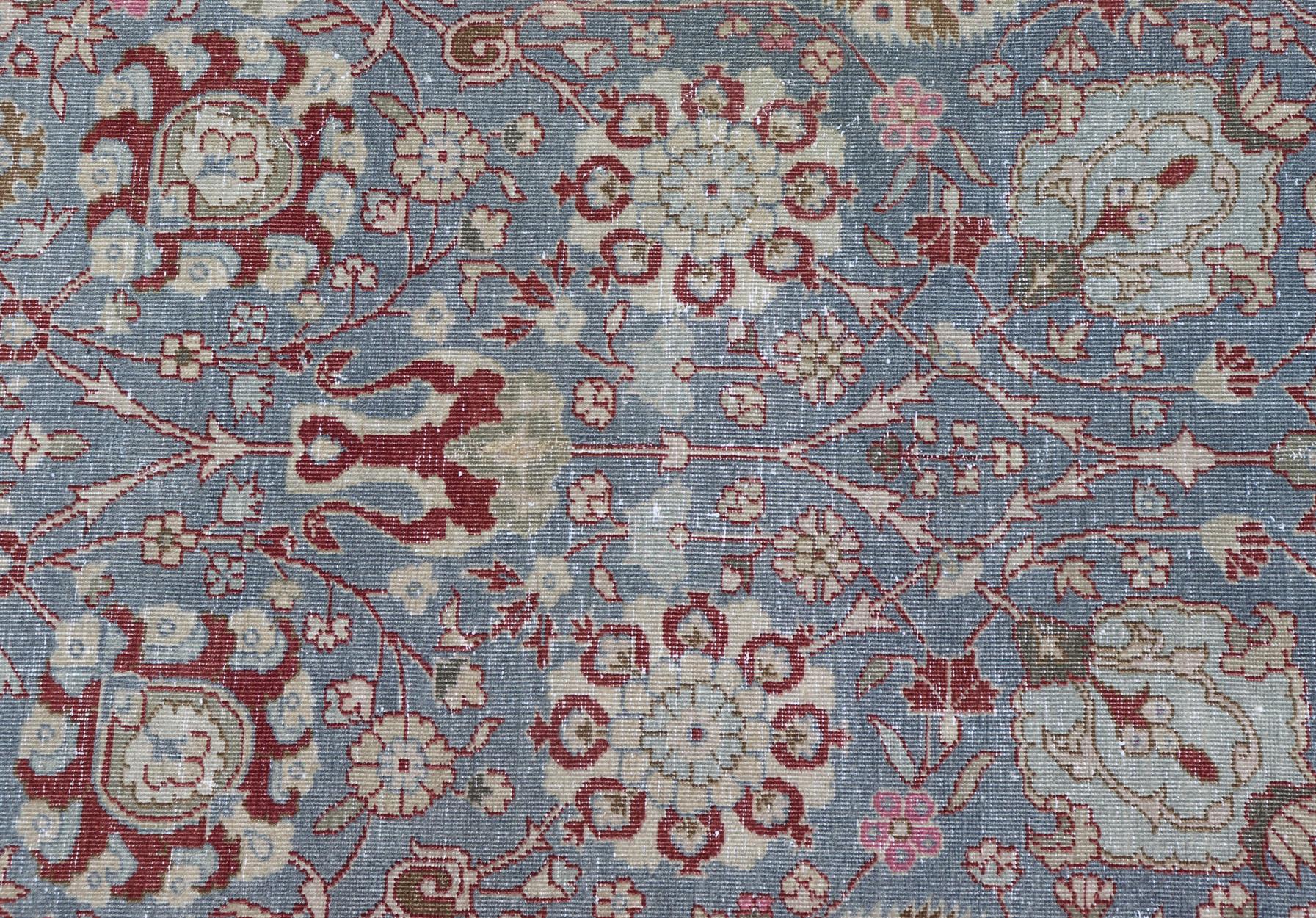 Very Large Antique Turkish Gallery Rug with All-Over Design in Light Blue For Sale 9