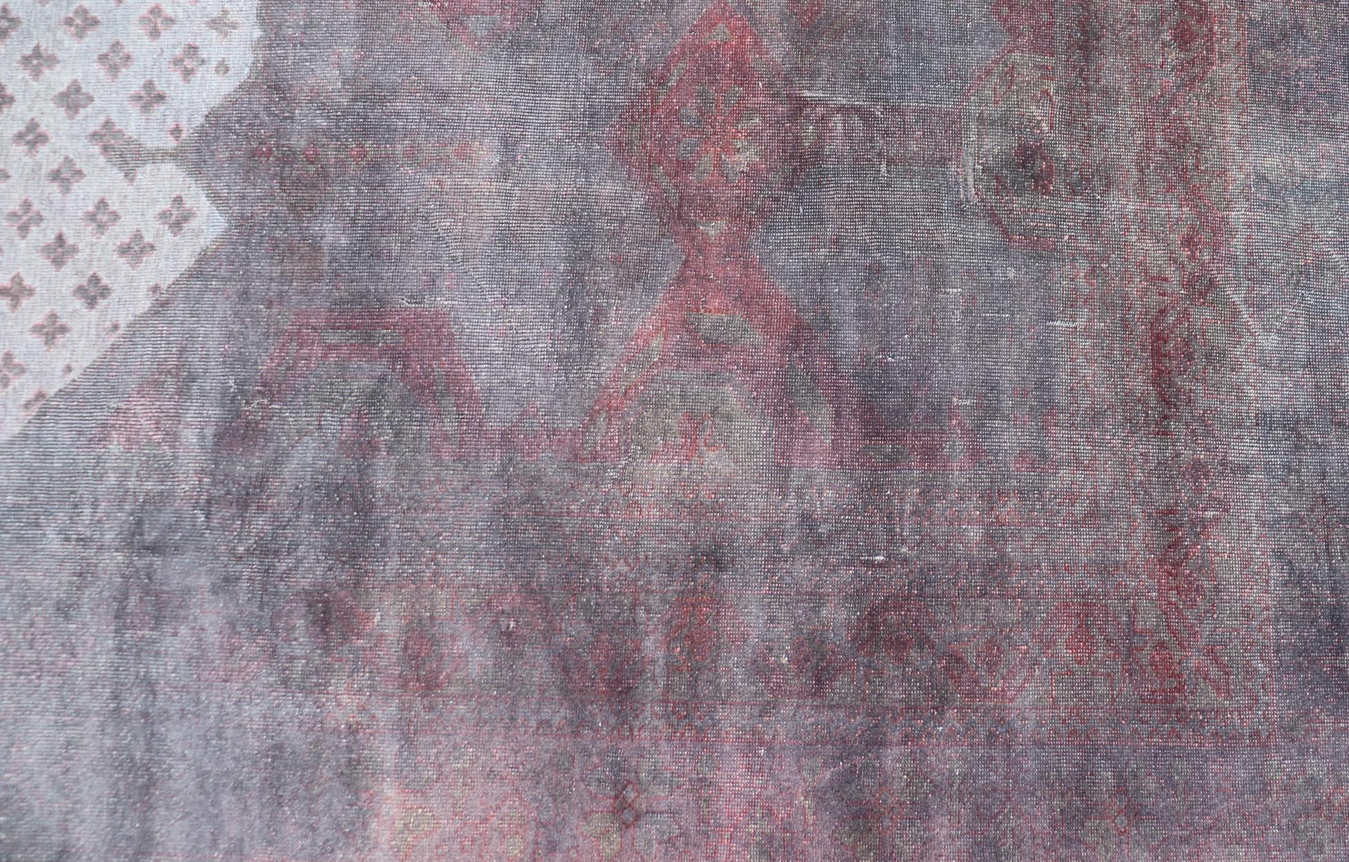 Oushak turco antiguo muy grande con medallón geométrico  12'10 x 22'10 en venta 4