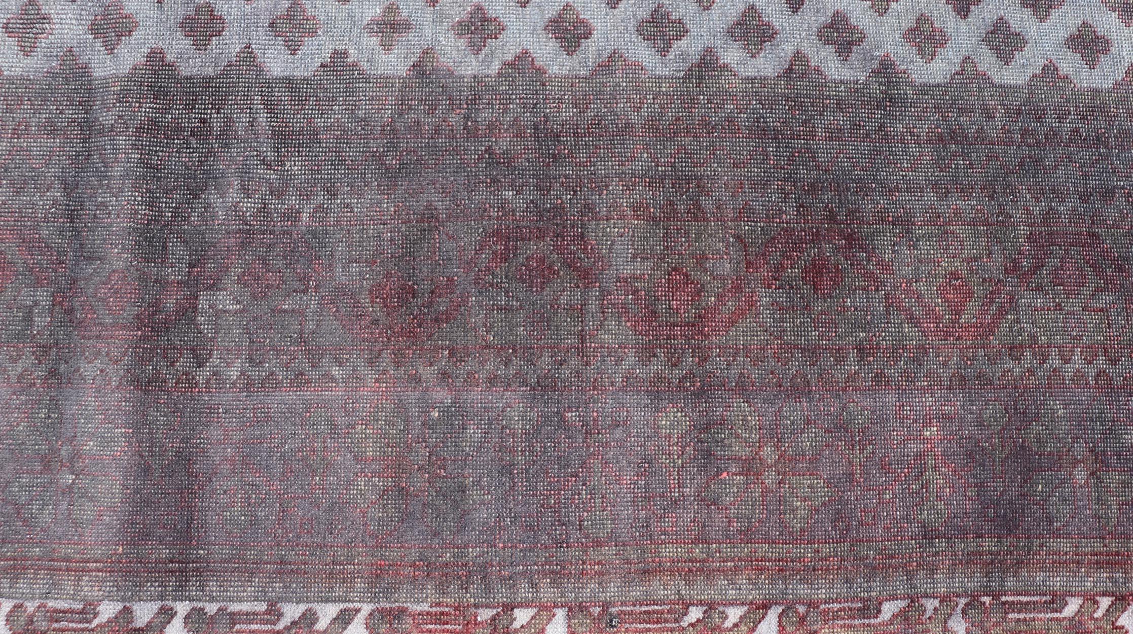 Oushak turco antiguo muy grande con medallón geométrico  12'10 x 22'10 en venta 5