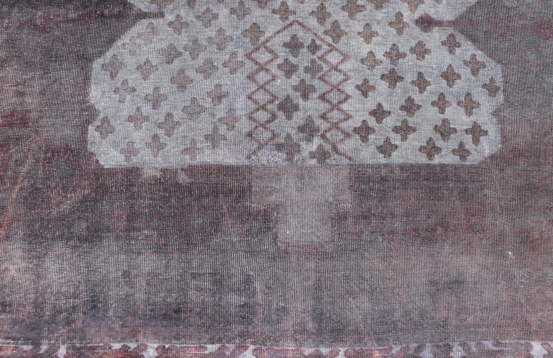 Oushak turco antiguo muy grande con medallón geométrico  12'10 x 22'10 en venta 13