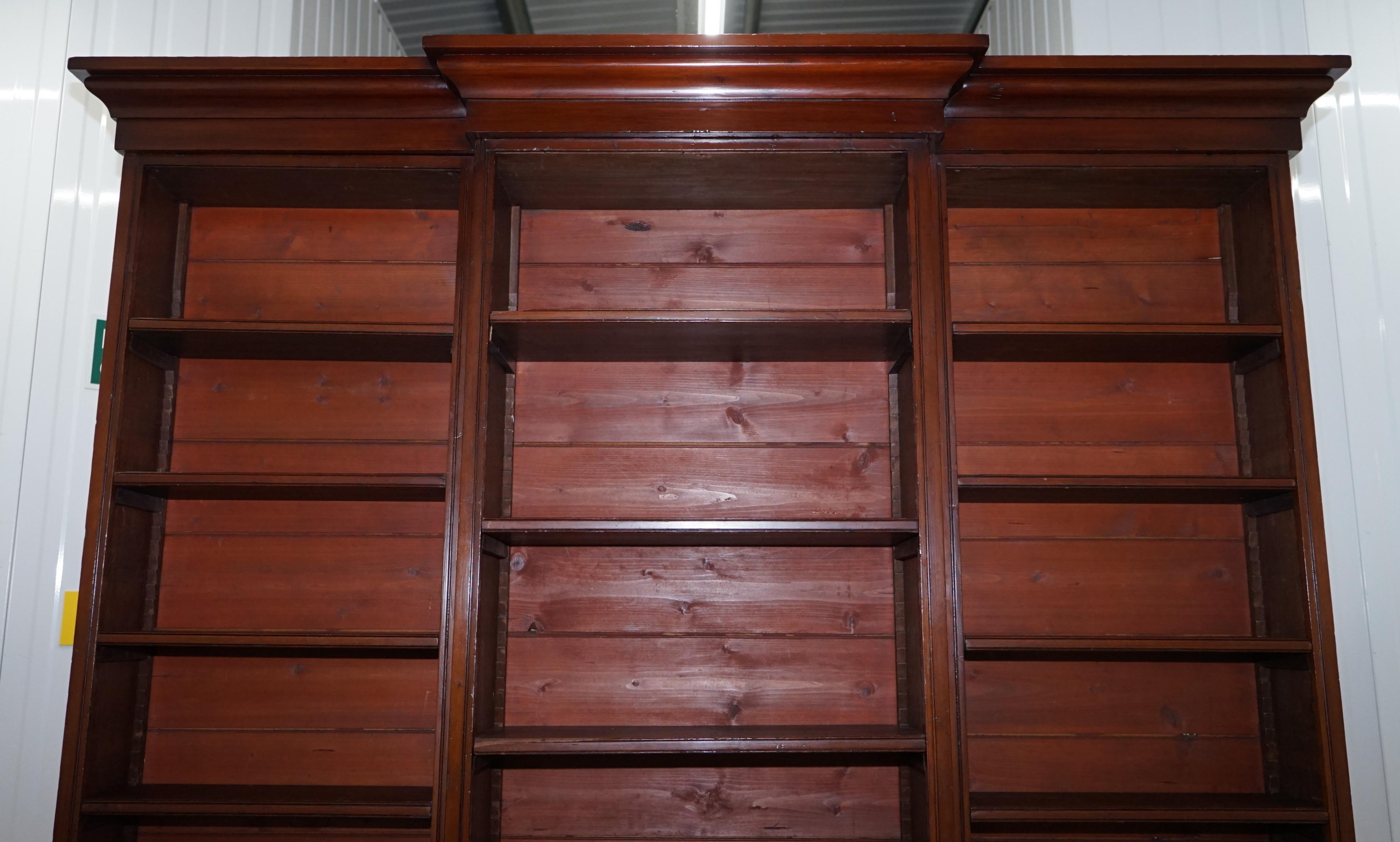 Very Large Antique Victorian circa 1860 English Pine Library Breakfront Bookcase 6