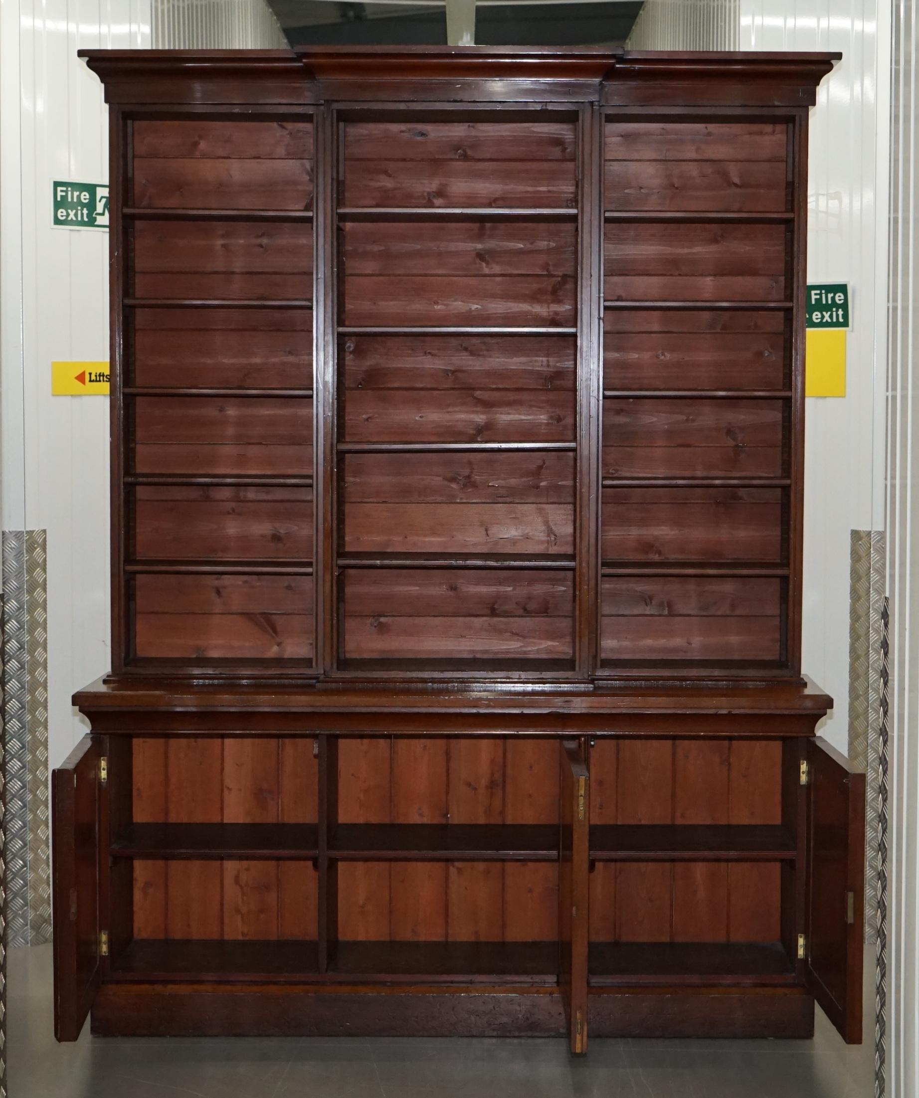 Very Large Antique Victorian circa 1860 English Pine Library Breakfront Bookcase 14