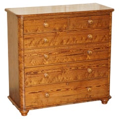 VERY LARGE Antique VICTORIAN CIRCA 1880 FARM HOUSE PITCH PINE CHEST OF DRAWERS