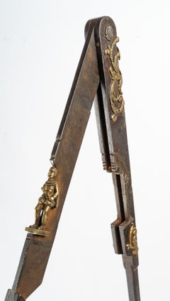 Very Large Antique Wrought Iron and Gilt Bronze Compass