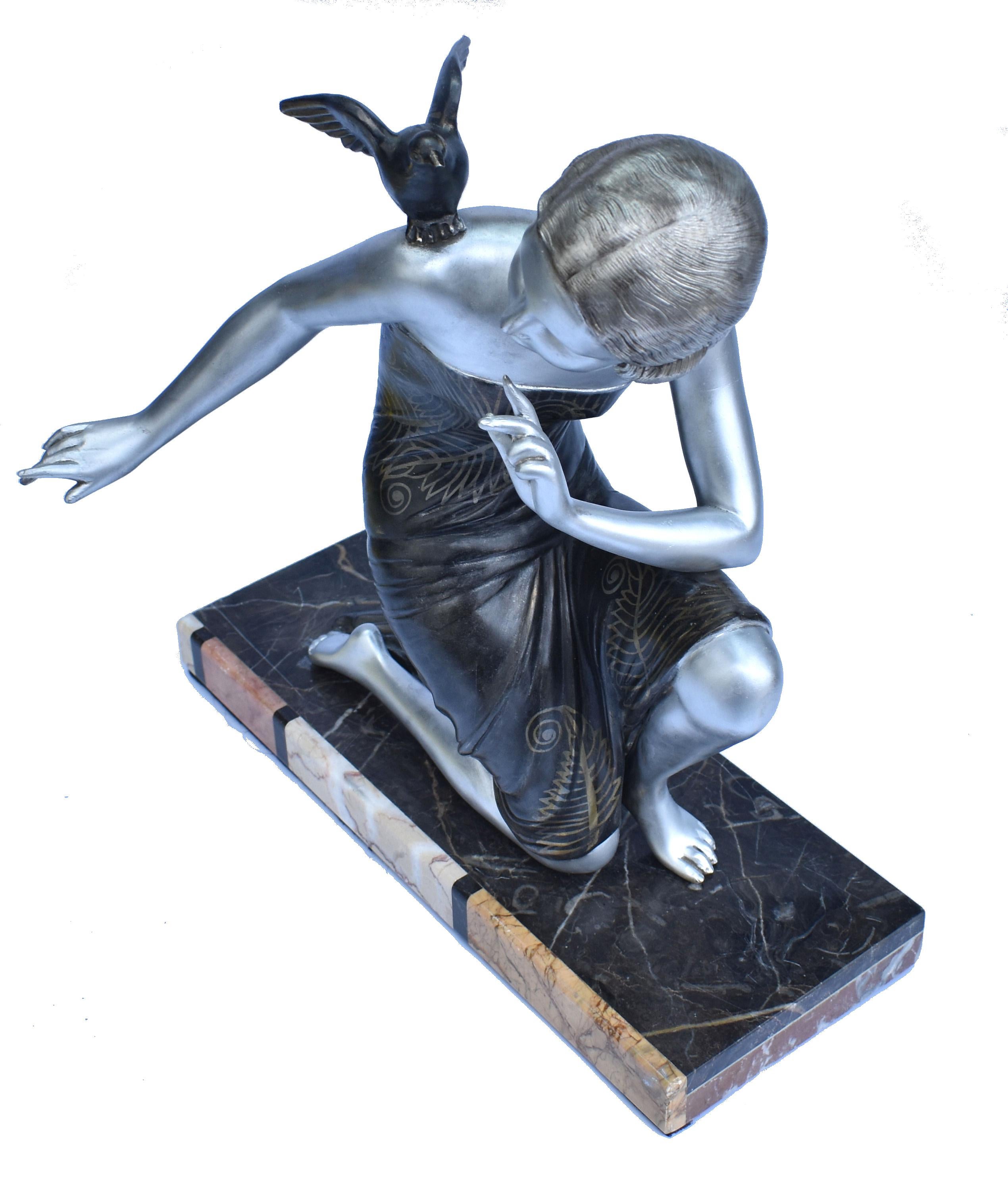 European Very Large Art Deco Signed Figure by URIANO, circa 1930
