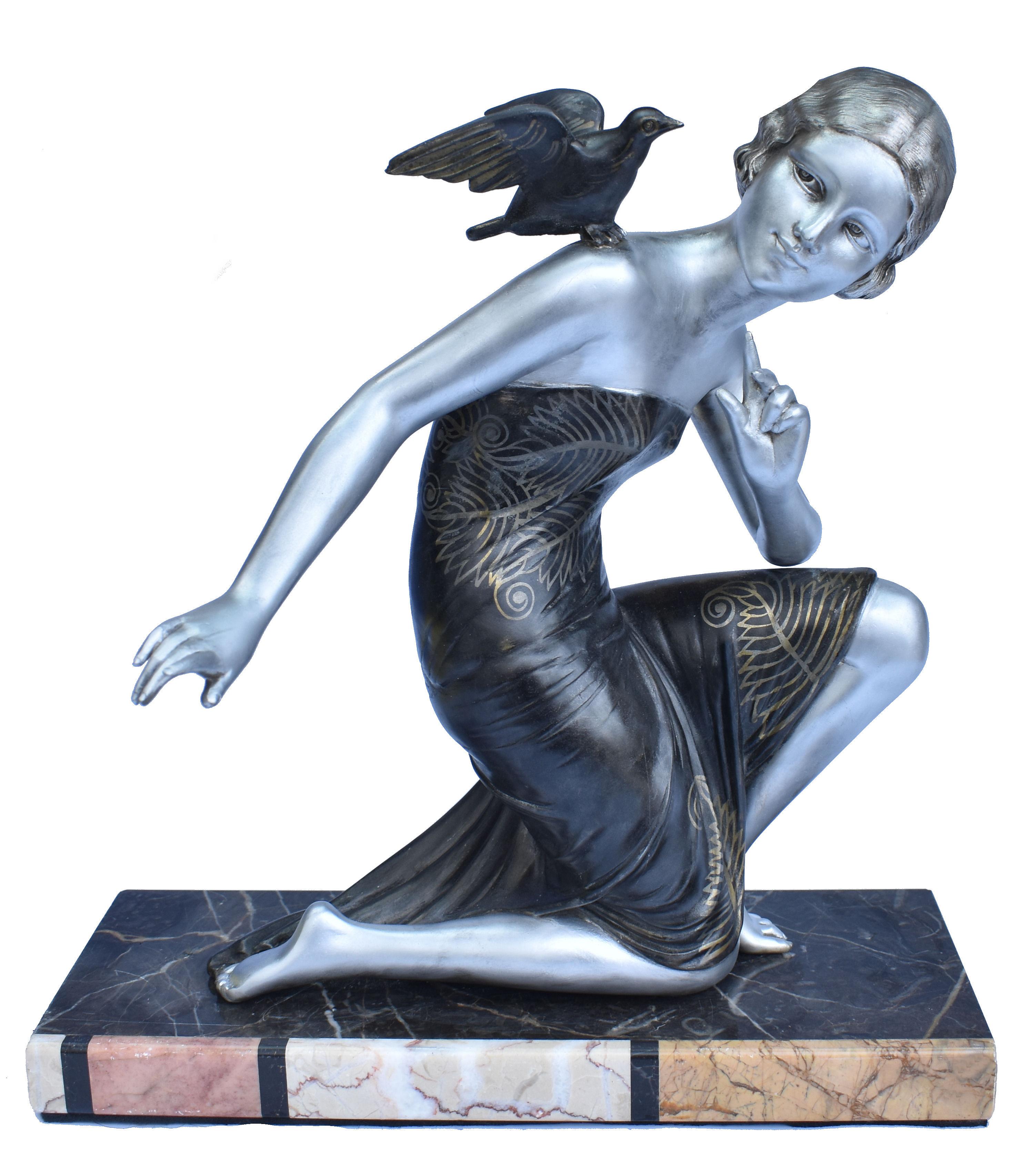 Very Large Art Deco Signed Figure by URIANO, circa 1930 1