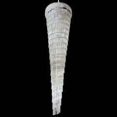 Very Large Art Deco Style Italian Clear Murano Glass Chandelier