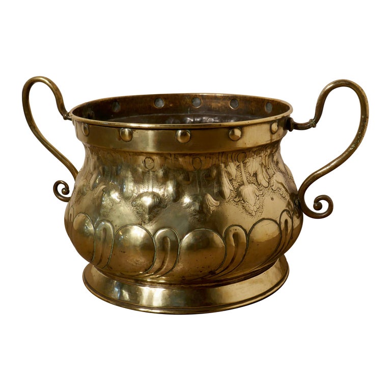 Very Large Art Nouveau Brass Jardinière For Sale at 1stDibs