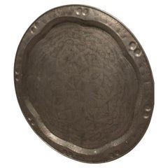 Very Large Arts and Crafts Beaten Pewter Wall Plate