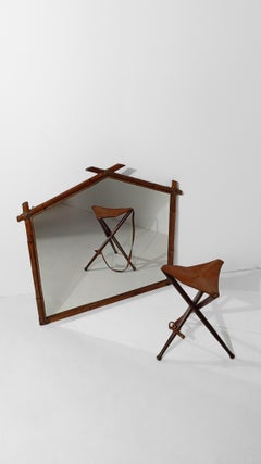 Very Large Bamboo and Rattan Tribal Mirror in the style of McGuire, Italy 70s