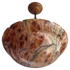 Very Large & Beautiful Colors Alabaster Chandelier / Pendant Excellent Condition