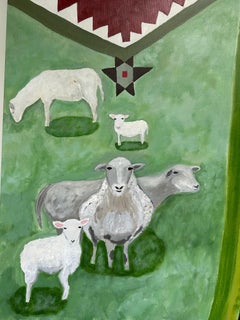 Very Large Beautiful Contemporary Painting Titled Kilim Farm