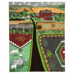 Pintura contemporánea muy grande y hermosa titulada Granja Kilim