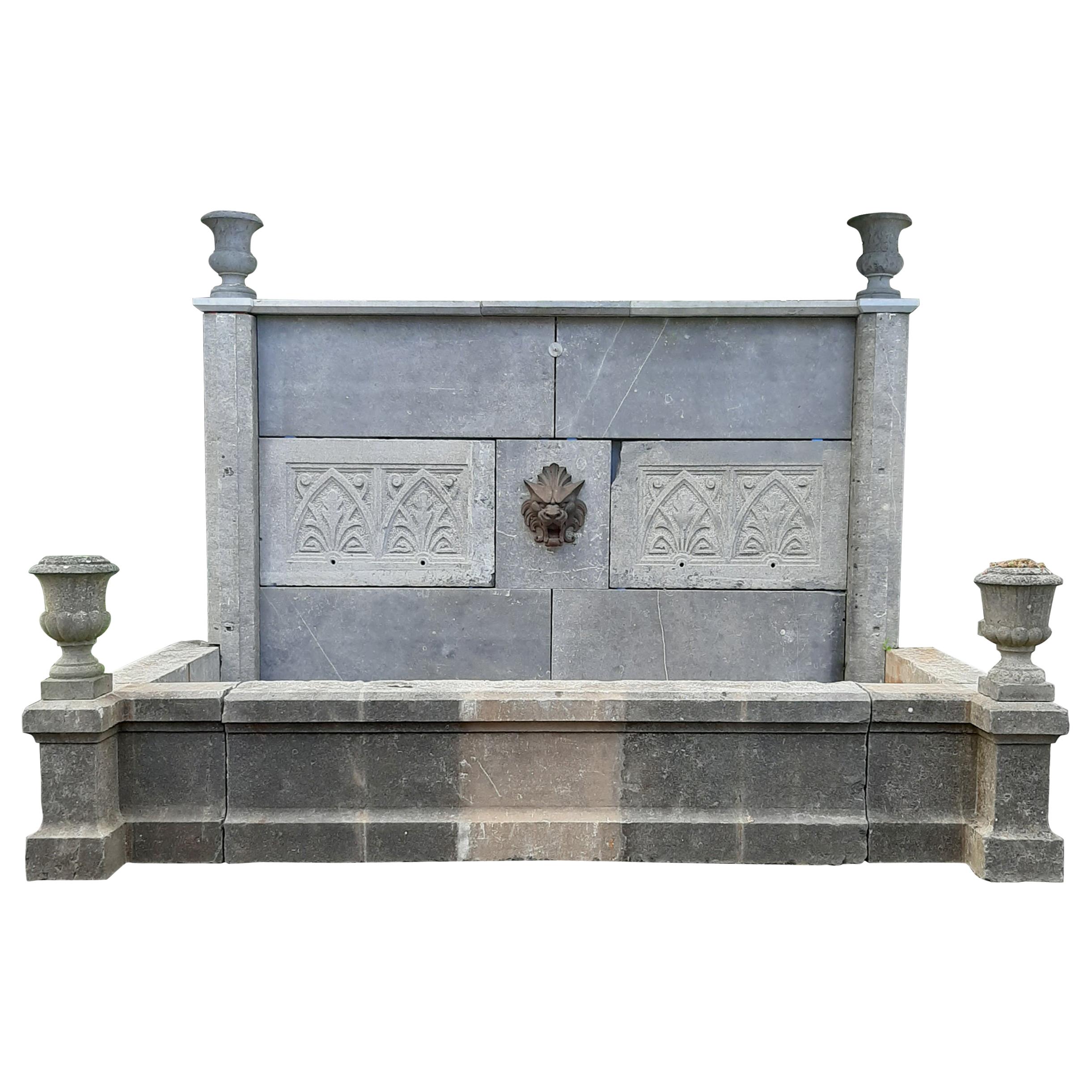 Very large Belgian Bluestone Wall Fountain with Pool Surround