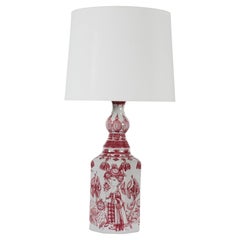 Very Large Bjørn Wiinblad Table Lamp Hand-painted with New Shade 1978 Denmark