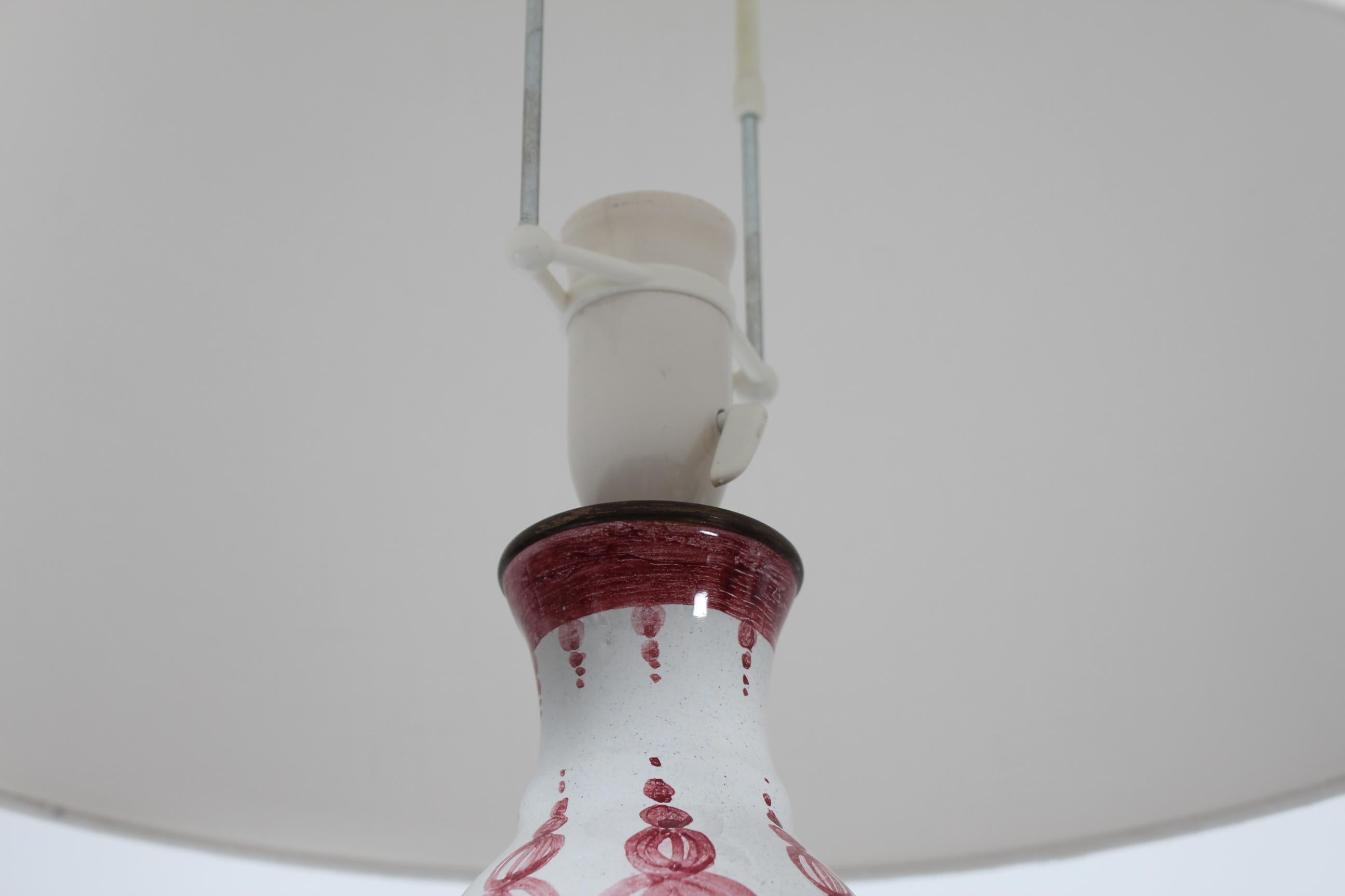 Very Large Bjørn Wiinblad Table Lamp Hand-painted with New Shade 1978 Denmark In Good Condition For Sale In Aarhus C, DK