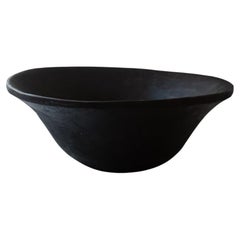 wabi-sabi style, hand-made, organically shaped large black Wooden Bowl