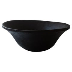 Vintage wabi-sabi style, hand-made, organically shaped large black Wooden Bowl