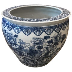 Very Large Blue and White Chinese Ceramic Planter Jardinaire