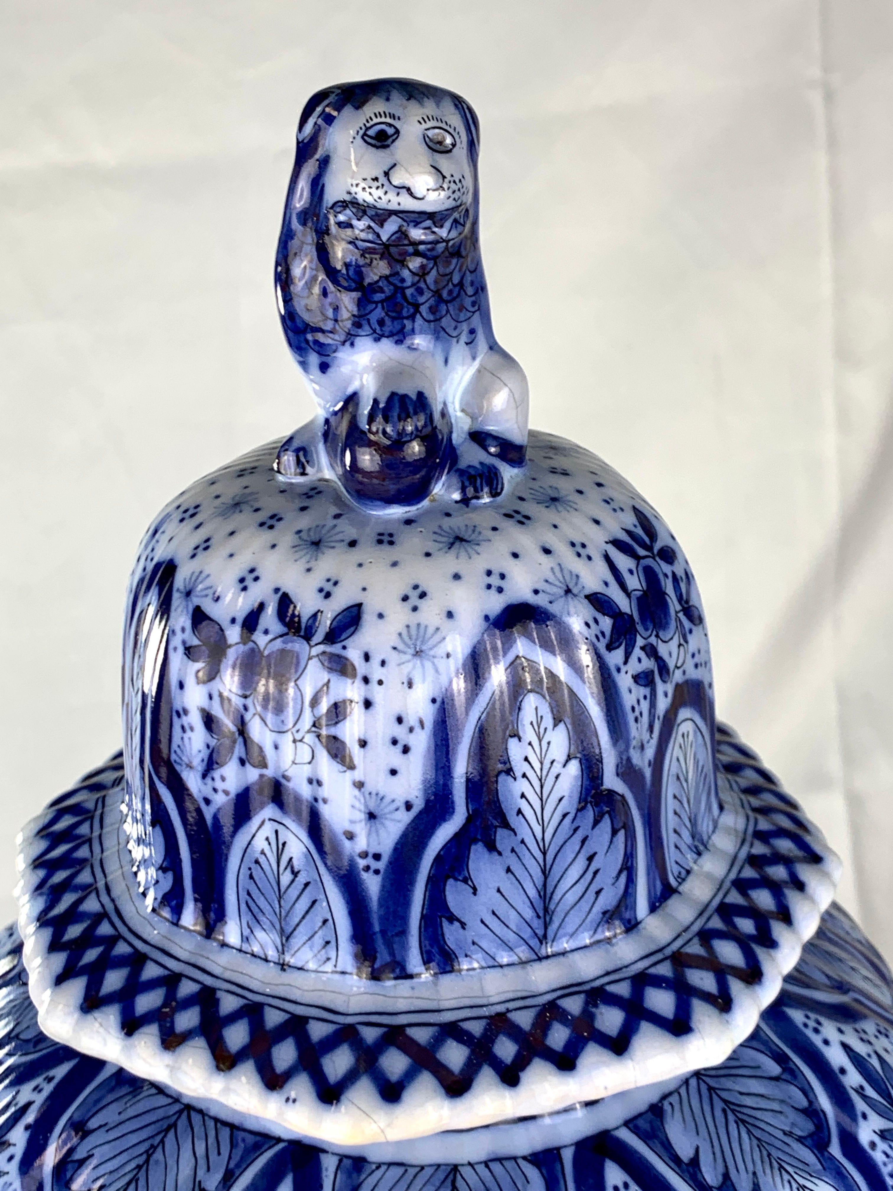 19th Century Very Large Blue and White Delft Jar Belgium circa 1880 For Sale