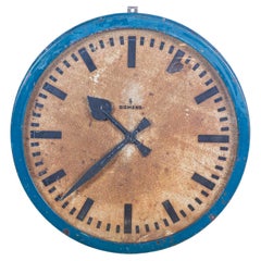 Very Large Blue Clock from Siemens, 1950s