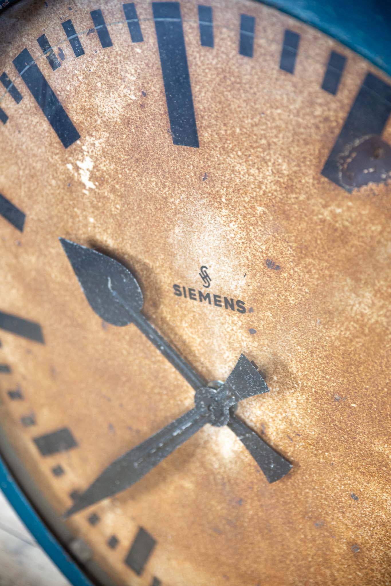 Bauhaus Very Large Blue Siemens Clock For Sale