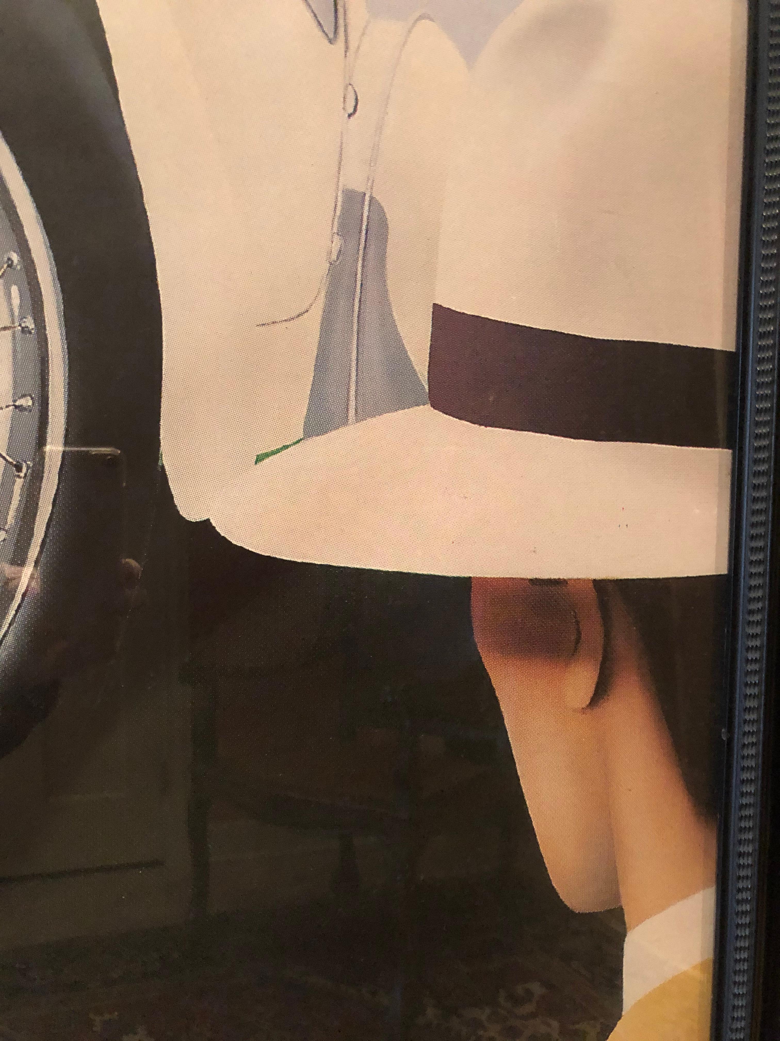 Italian Very Large Bold and Glamorous Art Deco Louis Vuitton and Bugatti Poster