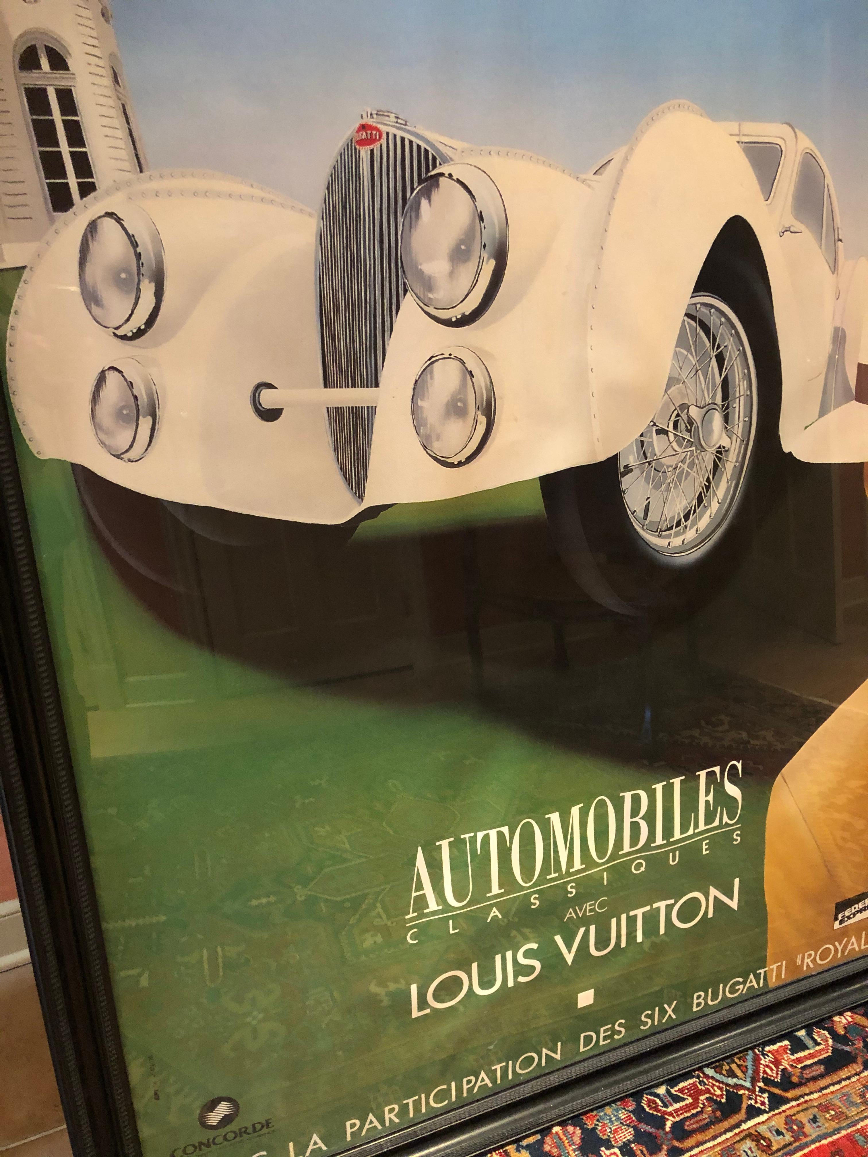Very Large Bold and Glamorous Art Deco Louis Vuitton and Bugatti Poster In Good Condition In Hopewell, NJ