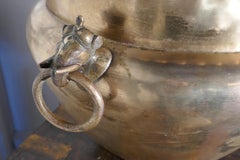 Very Large Brass Jardinière with Elephant Ring Handles