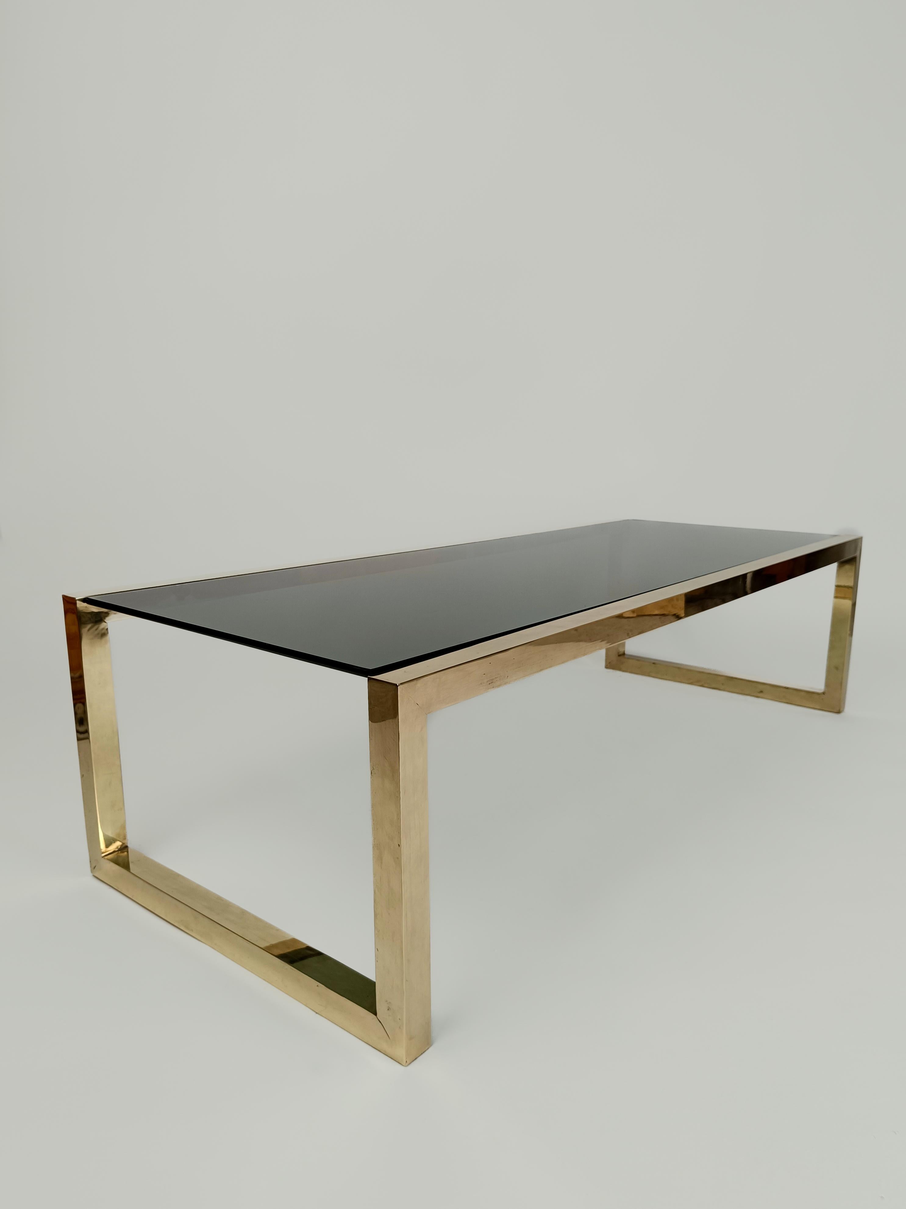 Very Large Brass Midcentury Coffe Table in the Style off Romeo Rega, Italy, 1970 For Sale 5