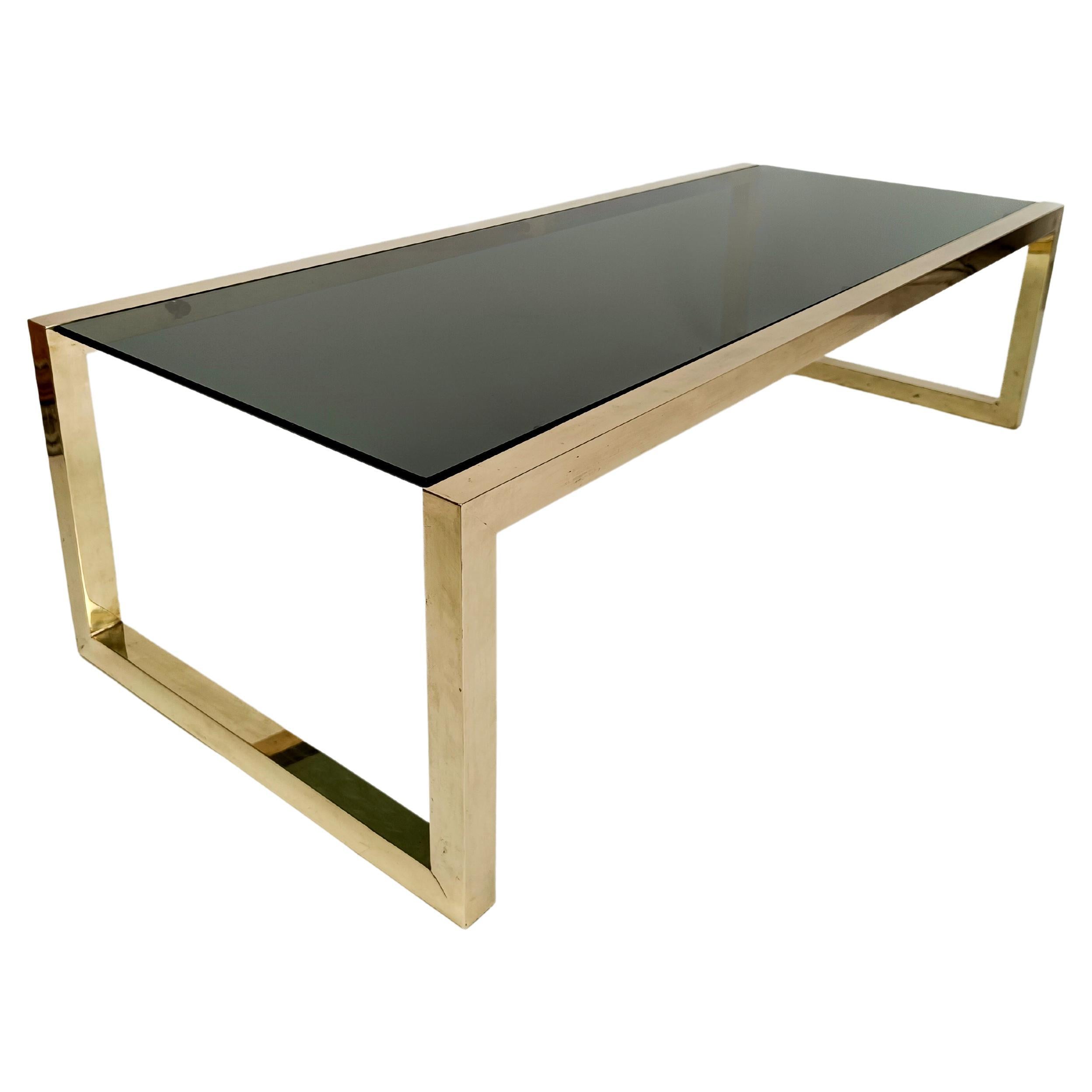 Very Large Brass Midcentury Coffe Table in the Style off Romeo Rega, Italy, 1970 For Sale
