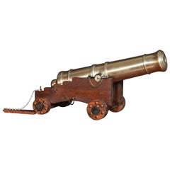 Antique Very Large Brass Signal Cannon