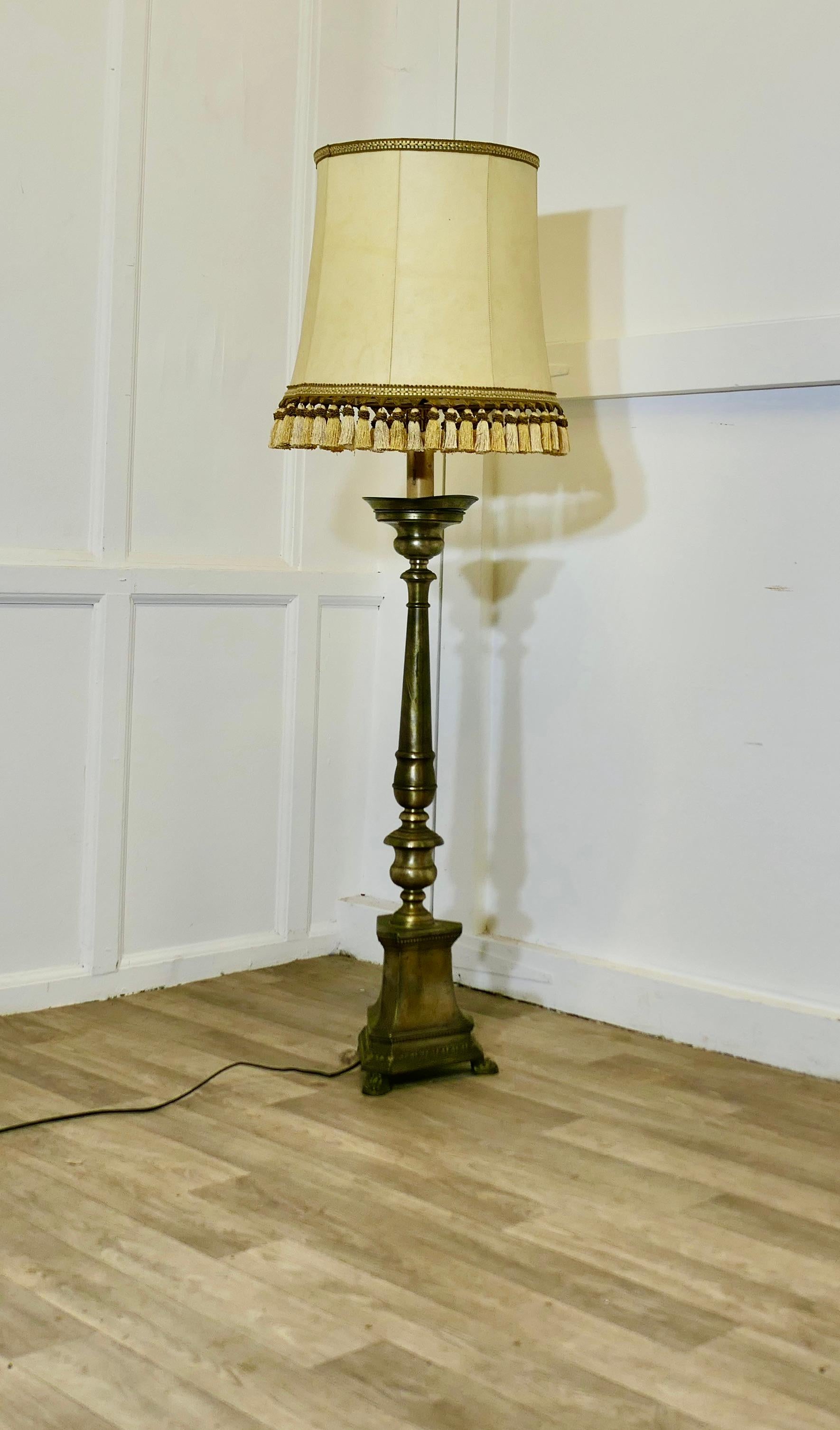 Early 20th Century Very Large Brass Table Lamp, or a Half Height Floor Lamp For Sale