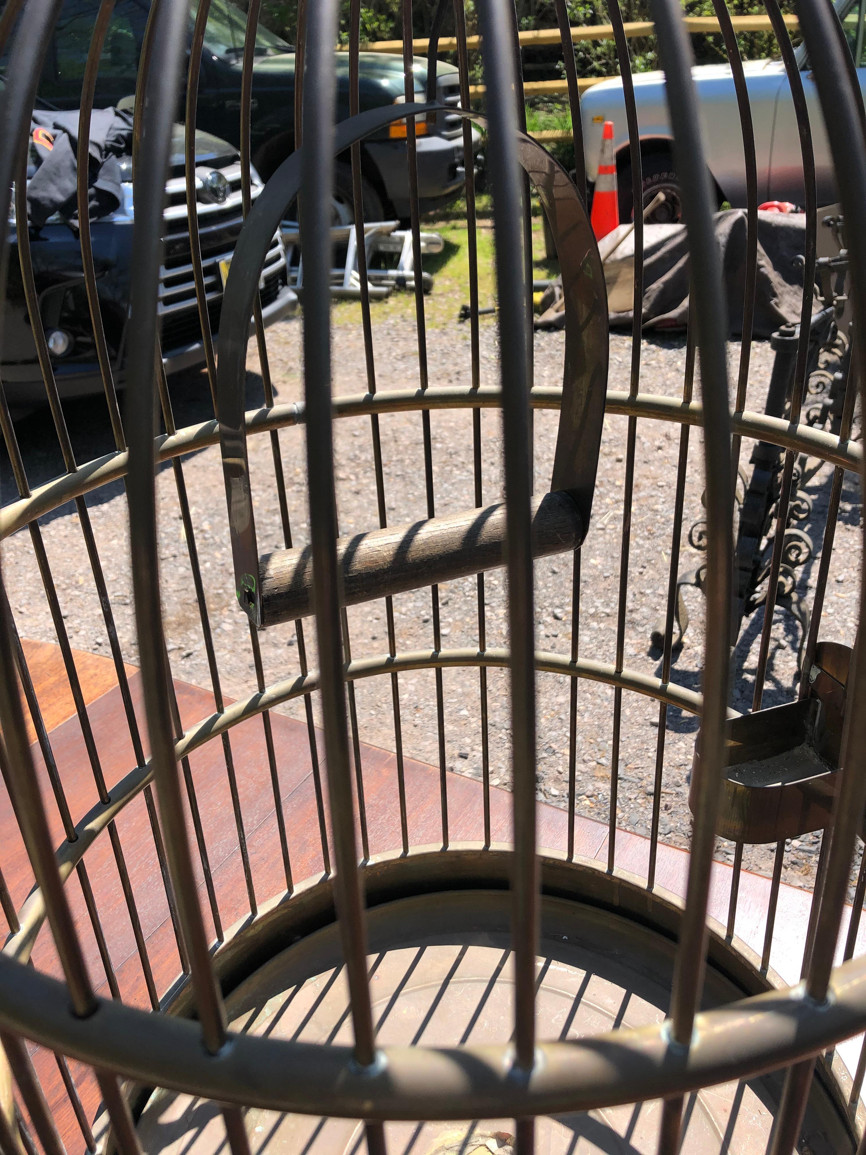 North American Very Large Brass Vintage Functional Bird Cage