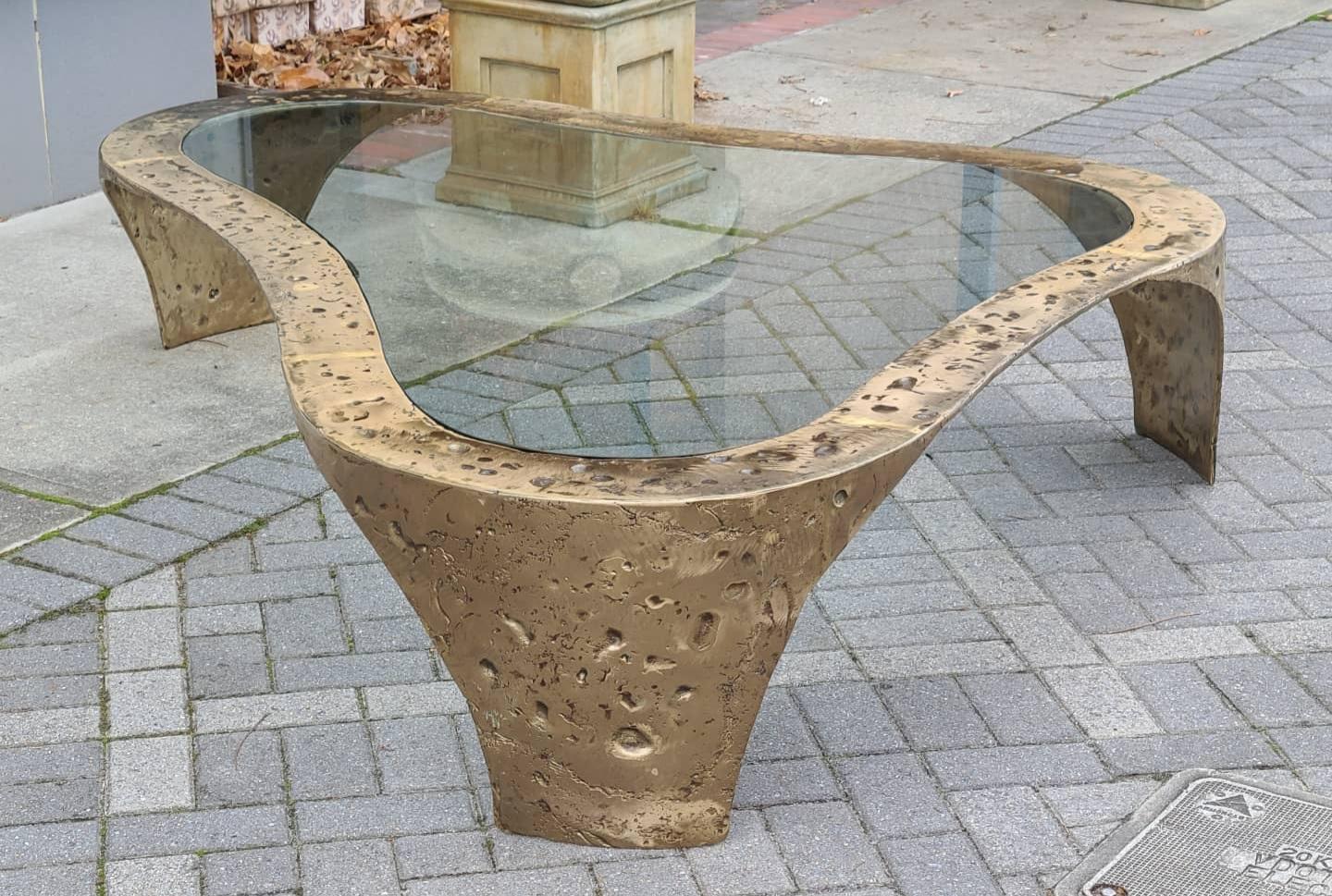 A truly massive custom coffee table by Silas Seandel in solid bronze done in the late 1970s early 1980s. This is the largest version of this coffee table i can find.