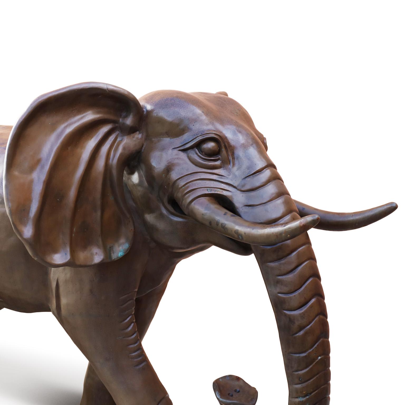 American Very Large Bronze Elephant Sculpture, Near Life Size For Sale