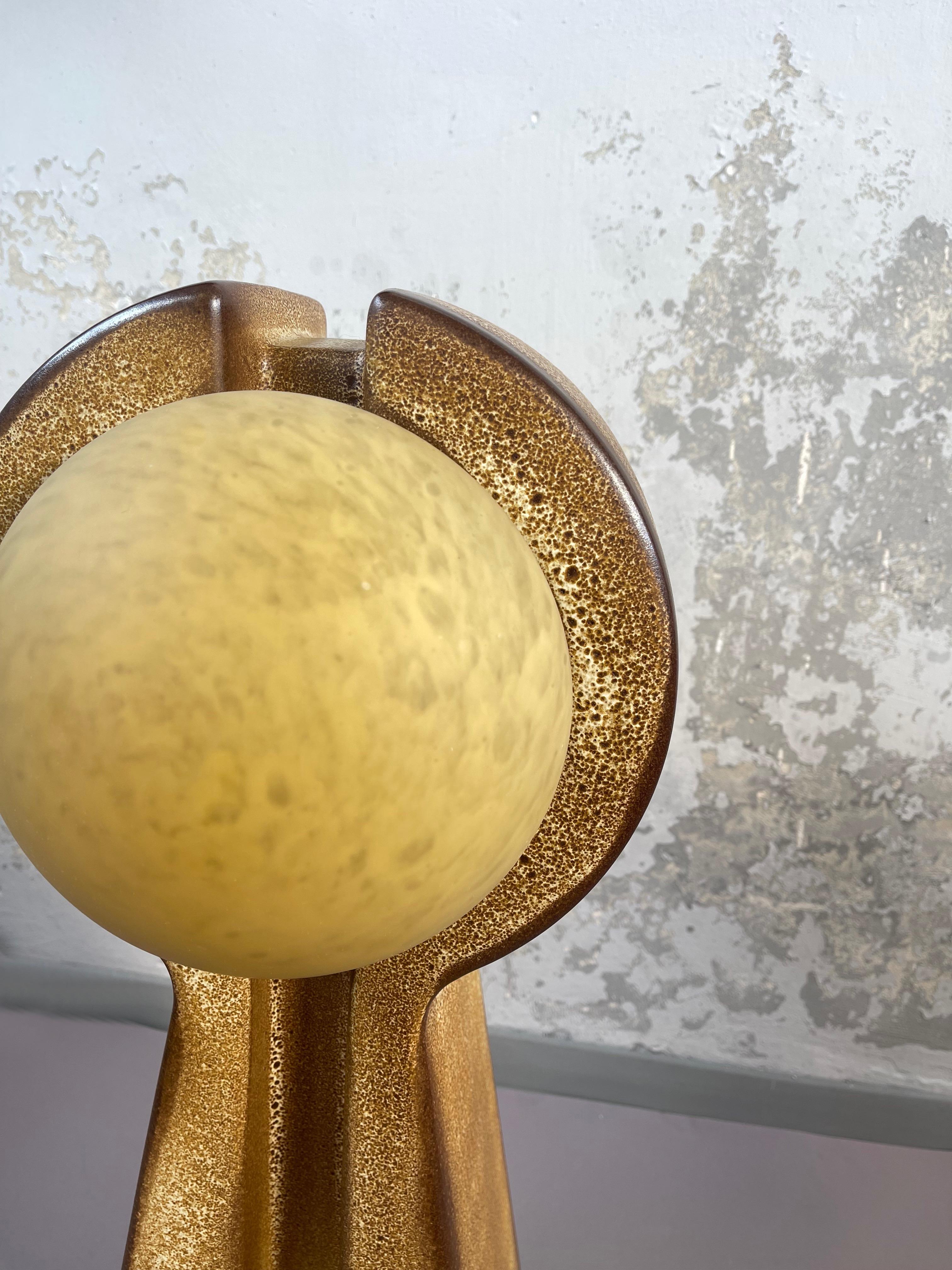 Very Large Brown Futuristic Ceramic Floor Lamp 1970s, West Germany, 2 Globed For Sale 6