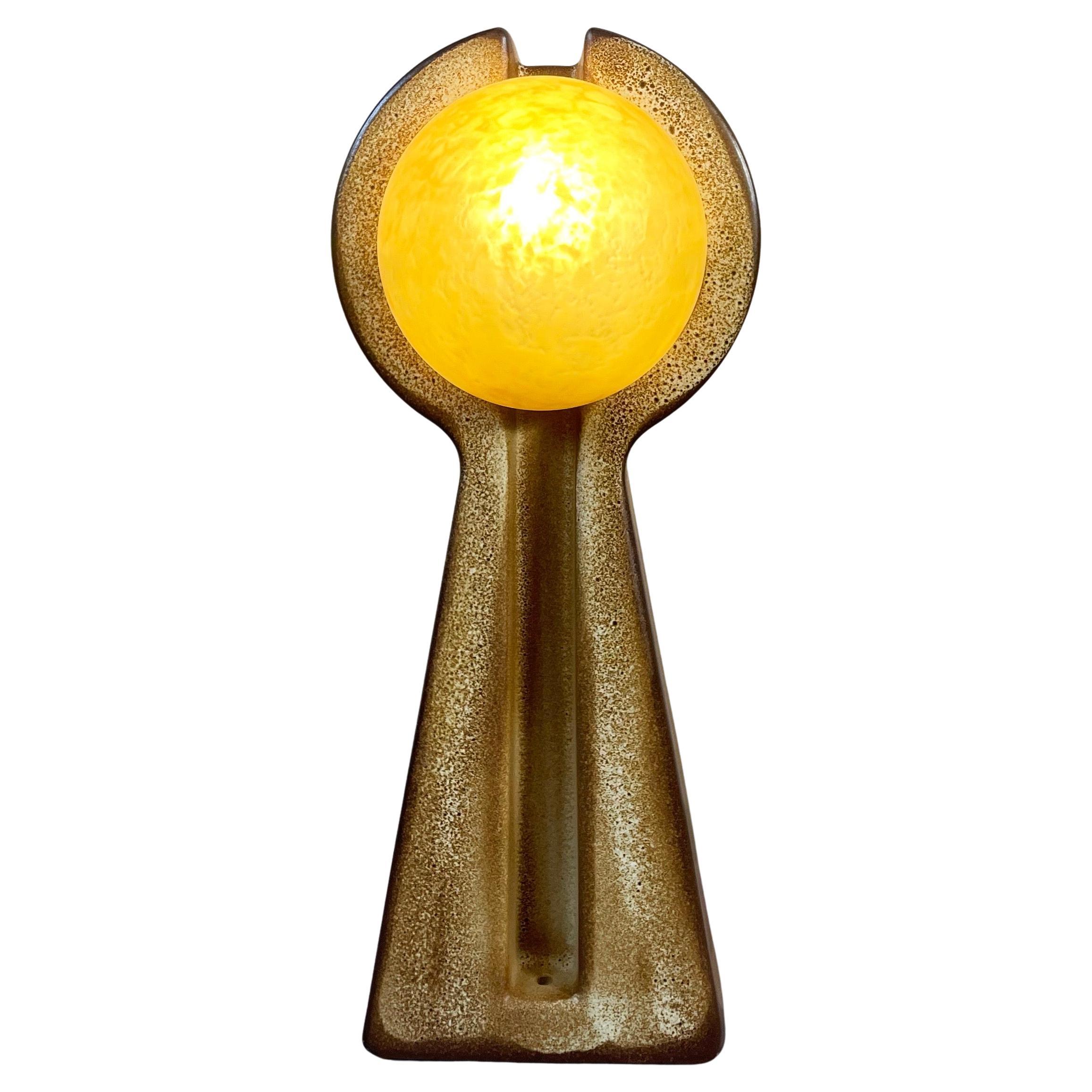 Very Large Brown Futuristic Ceramic Floor Lamp 1970s, West Germany, 2 Globed