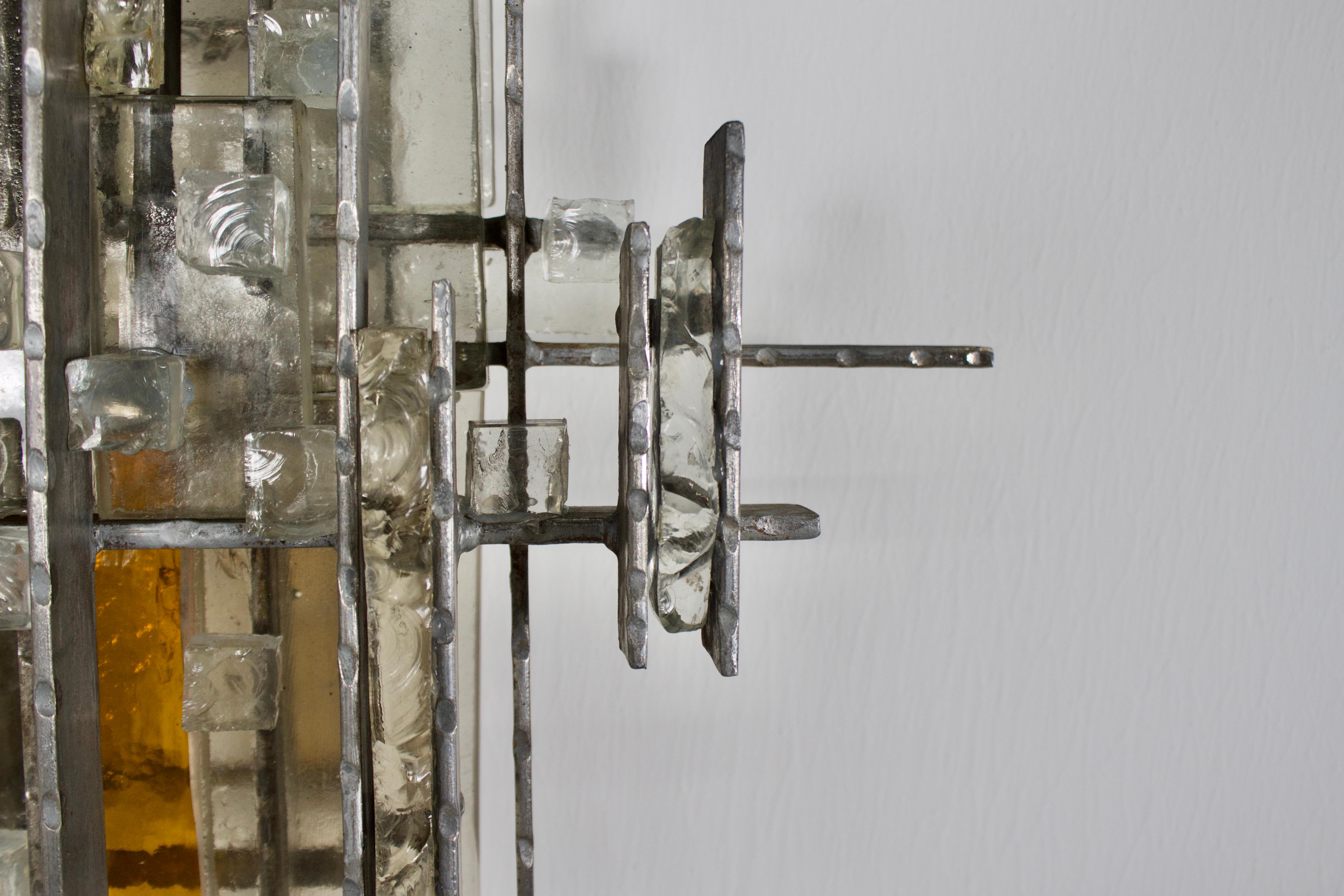 Very Large Brutalist Sconce by Albano Poli for Poliarte, 1970s In Good Condition In Echt, NL