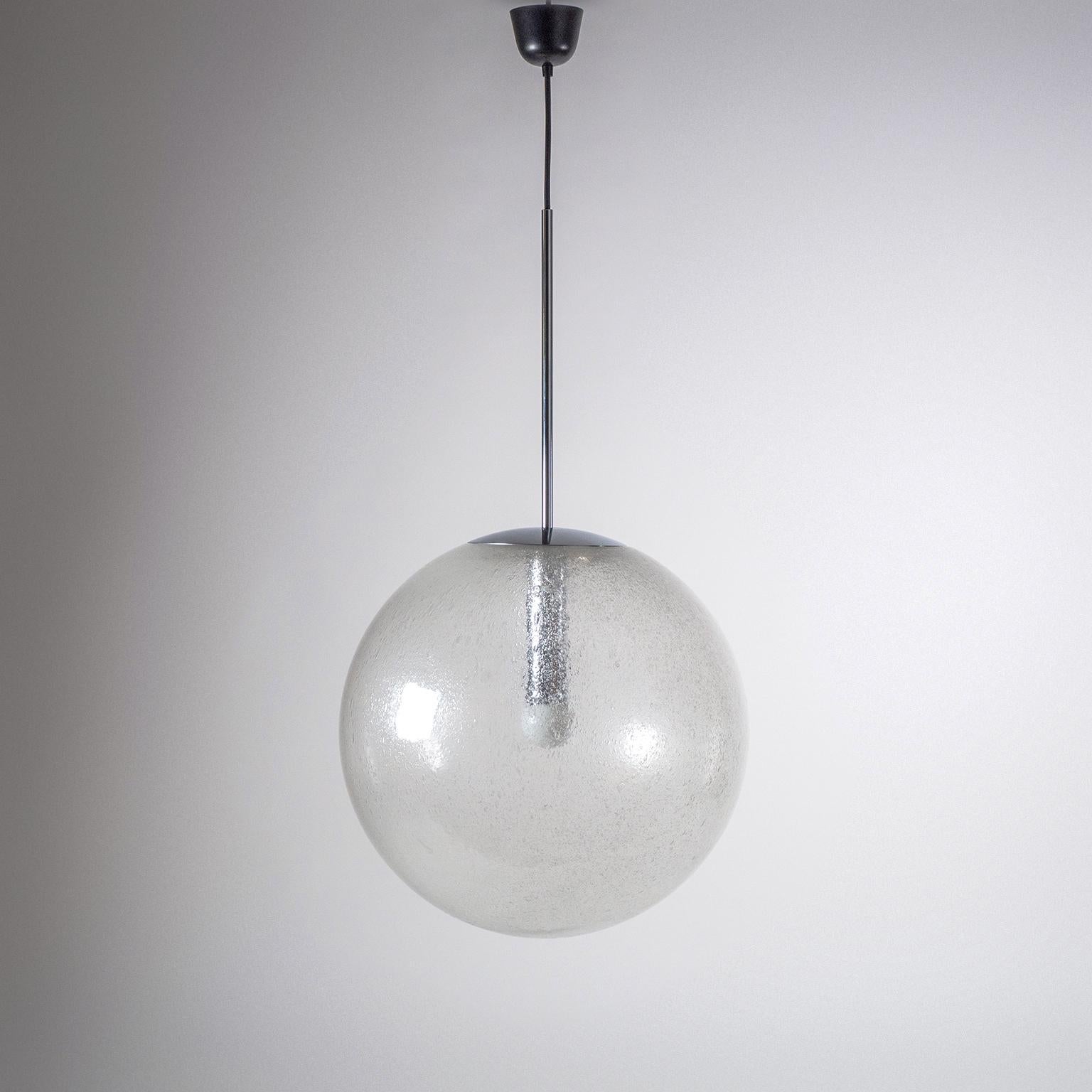 Very Large Bubble Glass Globe Pendant by Peill & Putzler, 1970s For Sale 2