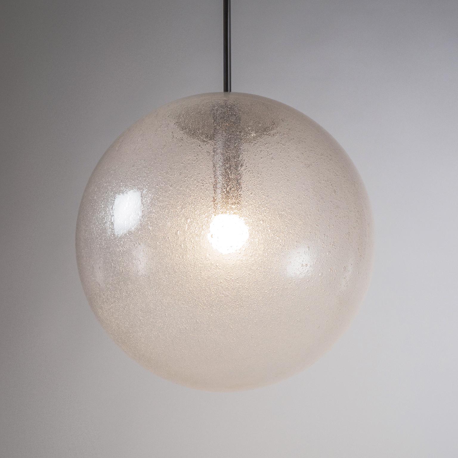 Space Age Very Large Bubble Glass Globe Pendant by Peill & Putzler, 1970s For Sale