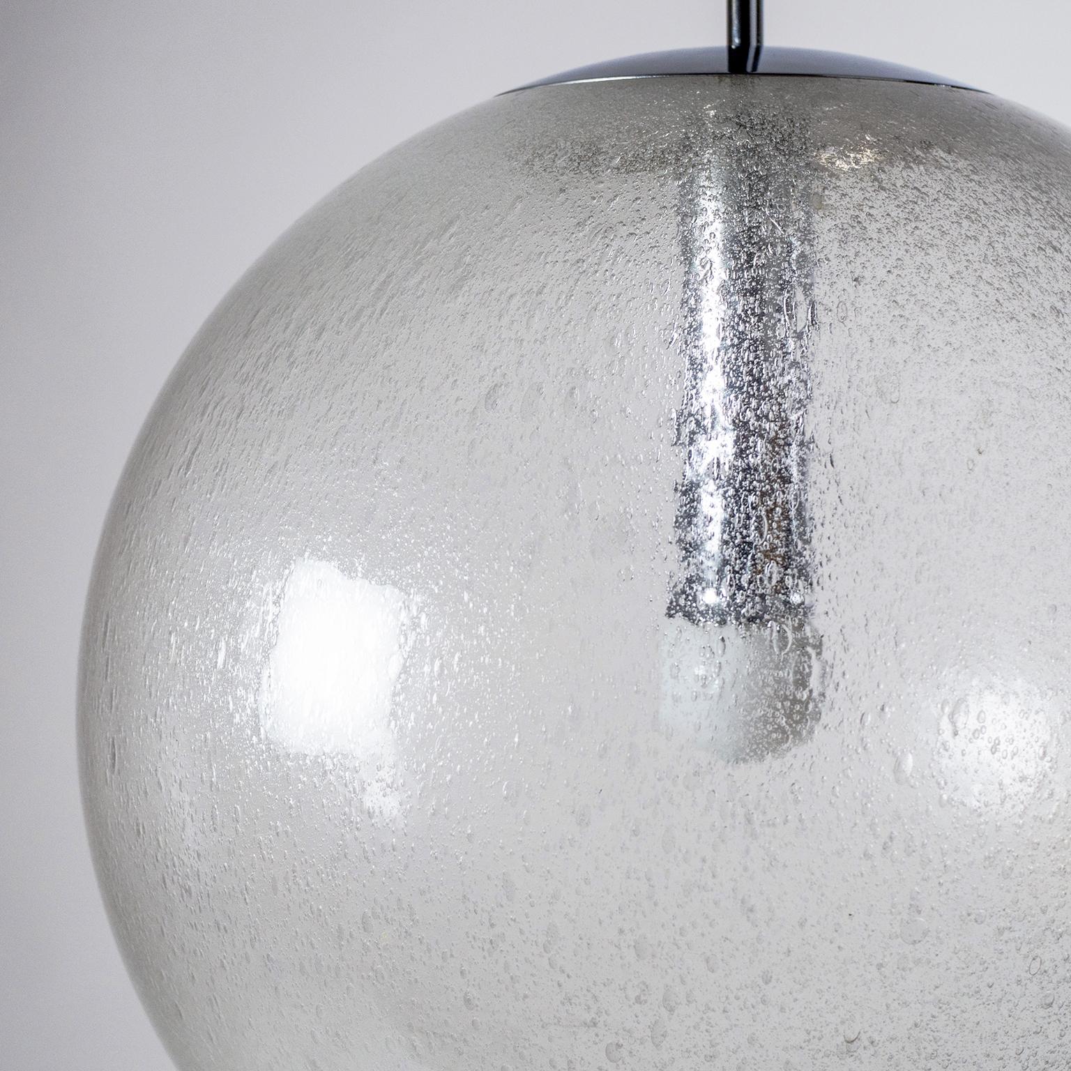 German Very Large Bubble Glass Globe Pendant by Peill & Putzler, 1970s For Sale